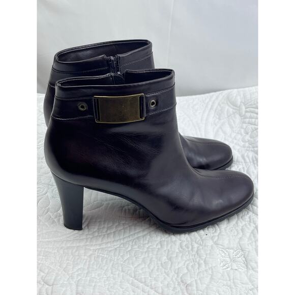 Franco Sarto Women's Brown Faux Leather Side Zip Boot Heels - Size 10 - Picture 8 of 12